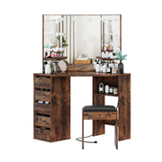 Dressing Table with LED Lights Mirror 5 Drawers Vanity Makeup Desk Multi-Socket