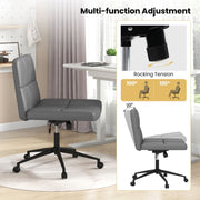 Criss Cross Chair PU Leather Upholstered Cross-legged Chair-Grey