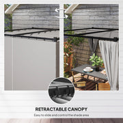 3 x 3(m) Pergola with Retractable Roof and Curtains, Light Grey