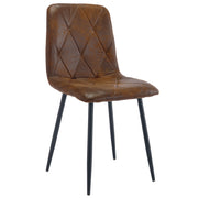 4X Dining Chairs Set Faux Suede Leather Padded Seat Metal Legs Kitchen Office