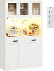 Kitchen Cupboard 180cm Tall Cabinet White 2 Drawers Adjustable Shelf