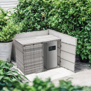Double Wheelie Bin Store Poly Rattan Garden Outdoor Garbage Storage Shed Cover