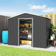8 x 6ft Metal Garden Storage Shed with Double Door, Dark Grey