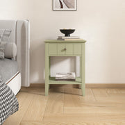 Pair Of Sage Green One Drawer Bedside Tables with Shelf - Padstowe Sage Green Ra