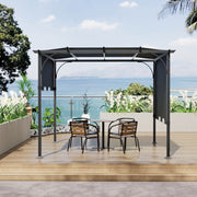 Garden Pergola Retractable Roof Canopy 3x3m Roll Up Side Outdoor Gazebo Shelter