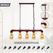 5 Light Kitchen Island Pendant Linear Farmhouse Modern Pipe Lamp Lighting