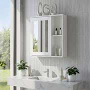 Bathroom Wall Cabinet Storage Cupboard with Mirror Wooden Shelves White