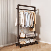 Heavy Duty Wooden Hanging Clothes Garment Rail Corner Open Wardrobe Storage Rack