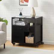 Black Office Filing Cabinet Mobile Printer Stand File Storage Drawer Wheels