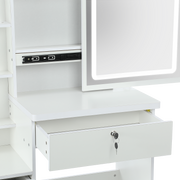Large Vanity Desk with Mirror and LED Light Makeup Desk with Drawers and Kjzkusw