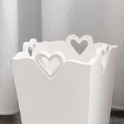 White Wooden Bin With Heart Cut Out Waste Paper basket storage