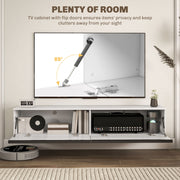 Wall Mounted TV Stand Unit with Storage and High Gloss Effect Refurbished