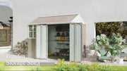 8x6ft Metal Garden Shed Outdoor Storage Shed w/ Doors Window, Grey