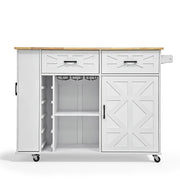 Kitchen Island with Side Storage Rack Mobile Kitchen Trolley Cart w/ Cabinet UK