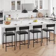 Set of 4 Black Faux Leather Bar Stools High Back Kitchen Breakfast Counter Chair