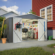 Garden Shed 10X8FT Metal Apex Roof With Free Foundation Base Storage House Anthr