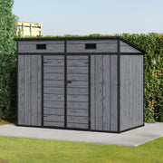 4x8ft Plastic Garden Shed Outdoor Tool Storage House with Floor & Lockable Doors