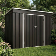 Garden Shed Pent Roof 4X8FT Metal Free Foundation Base Storage House Anthracite