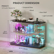 5-Tier Glass Display Cabinet Lockable Door 12 Light Modes Human Sensor LED
