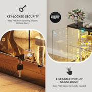 5-Tier Glass Display Cabinet Lockable Door 12 Light Modes Human Sensor LED