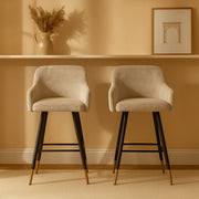 Zurich Modern Velvet Padded Bar Stool Chair with Black Metal Legs