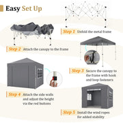 Gazebo 3x3m Pop Up Commercial Gazebo Canopy Sidewall Market Stall Marquee Shade
