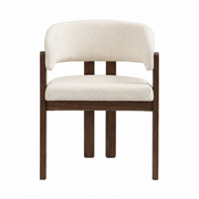 Set of 6 Dining Chairs !SALE! Cream Boucle Solid Wood Dark Wood Armchairs
