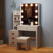 Dressing Table With Drawers Mirror Stool Set Makeup Desk Vanity Table Bedroom