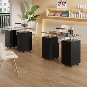 Glass Top Manicure Table Acetone Resistant Nail Desk with 4 Drawers & Cabinet UK