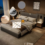 BTM 4ft6 Double Bed !SALE! Grey Upholstered Frame LED USB Charging Headboard