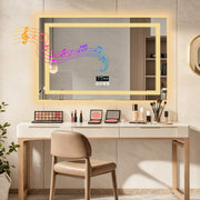 LUVODI Smart LED Bathroom Mirror Lighted Makeup Wall Mirror w/ Bluetooth Speaker