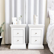 Pair of White 2 Drawer Bedside Tables small space storage bedroom furniture