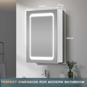 LED Bathroom Mirror Cabinet with Shaver Socket Demister Sensor Lights 70x50cm
