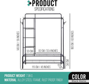 Heavy Duty Clothes Rail 120Kg Load Sturdy Clothes Rack with Shelfs & Shoe Rack