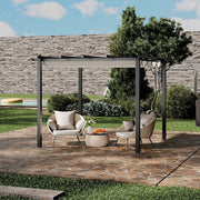 3 x 3 m Metal Pergola Gazebo Patio Sun Shelter Retractable Canopy Garden Shelter