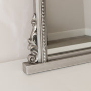 Antique Silver Ornate Arch Overmantle Mirror - 88cm x 100cm