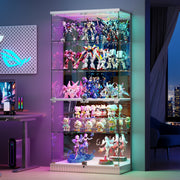 5 Tier Glass Display Cabinet with RGB Lights Lockable Curio Cabinet Display