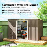 9 x 4FT Metal Garden Storage Shed w/ 2 Door, Light Grey Wood Grain