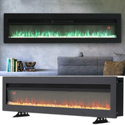 Electric Heater LED Fireplace Media Wall Fire Insert/ Wall Mount/ Stand 70-inch