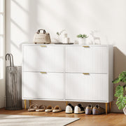 Slim Shoe Storage Cabinet with 4 Flip Drawers for Hallway, White