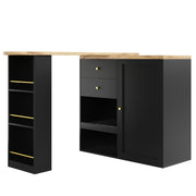 360° Swivel Bar Table Dining Table Kitchen Island with Storage Cabinet Cupboard