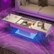 High Gloss LED Coffee Table Cocktail Center Table Modern Living Room Rectangle
