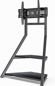 FITUEYES Eiffel TV Floor Stand 43-75 Inch TVs Mobile Wheels 2 Shelves Black