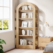 5-Tier Arch-Shaped Bookshelf, Modern Wooden Bookcase Open Display Storage Shelf