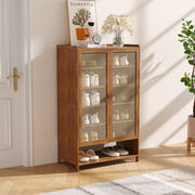 2 Door 7 Tier Shoe Storage Cabinet Rack Stand Cupboard Footwear Home UK NEW