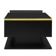 Coffee Table with LED Light, High-Gloss Black Tea Table Living Room Furniture