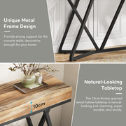 55 Inch Industrial Console Table, Wooden Entryway Sofa Table with Metal Base