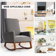 Modern Rocking Chair Upholstered Fabric Leisure Armchair with Rubber Wood Base