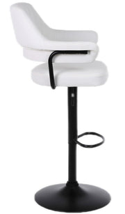 2 X PLUSH WHITE BAR STOOLS, GAS LIFT, BREAKFAST KITCHEN BAR PADDED ARMS & BACK