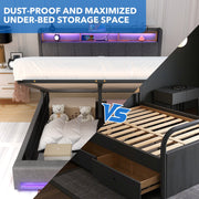 NEW OTTOMAN STORAGE UPHOLSTERED BED FRAME 4FT6 DOUBLE WITH USB PORT & LED LIGHT